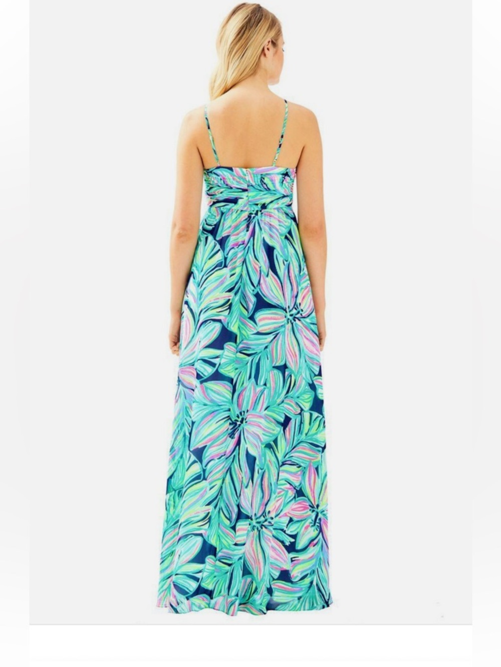 Lilly Pulitzer Lannette Maxi Dress in Aqua, Mint, Navy & Pink - Picture 4 of 7